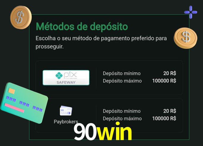 O cassino 90win oferece uma grande variedade de métodos de pagamento